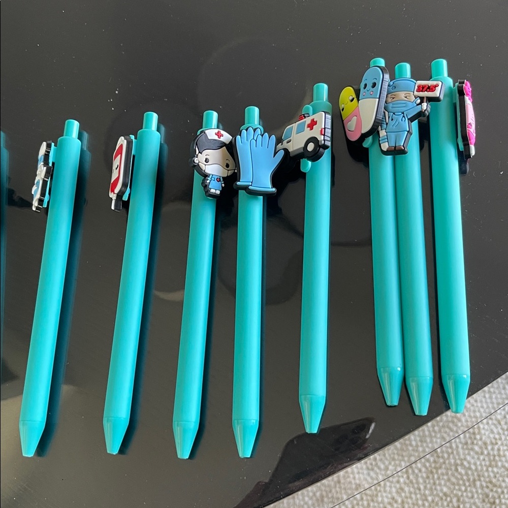 2 Teal Pens with Nurse-Themed Toppers, doctors, ambulance - buyers choice - Picture 2 of 3